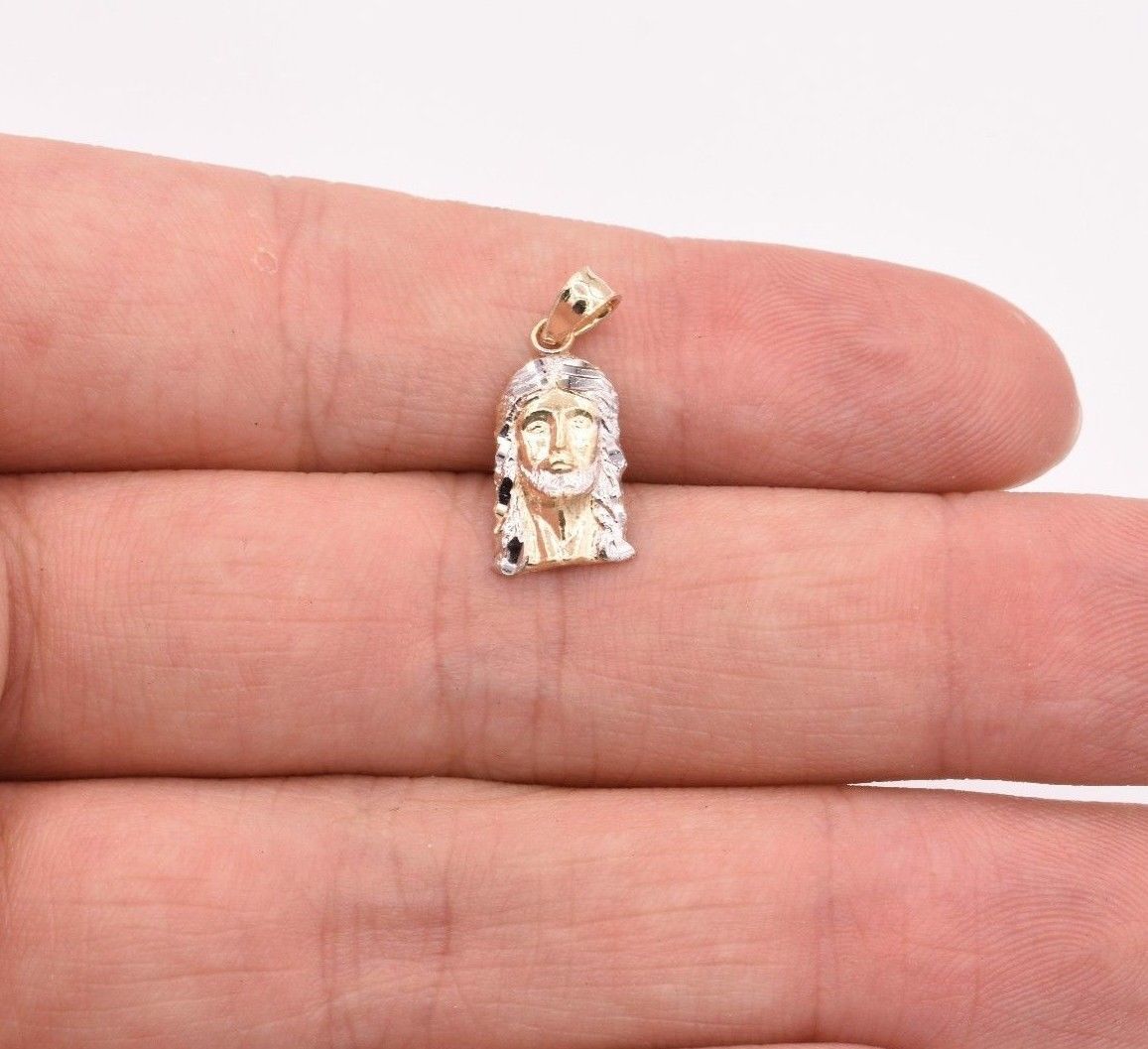 3/4″ Diamond Cut Jesus Head Charm Pendant Real Solid 10K Yellow White Gold