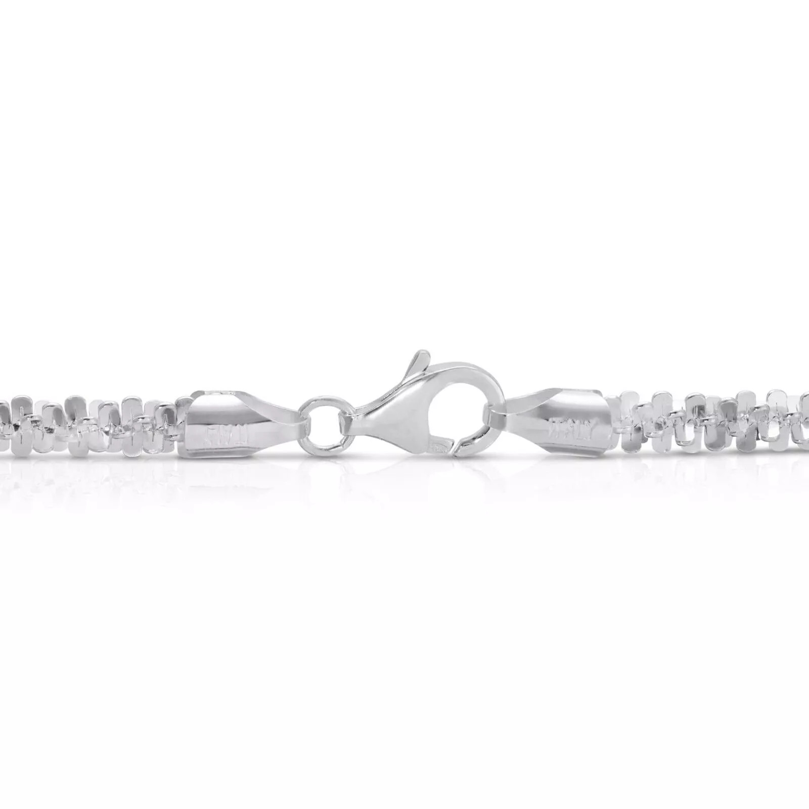 Solid 925 Sterling Silver Diamond Cut Margarita Sparkle Rock Chain Necklace 3mm