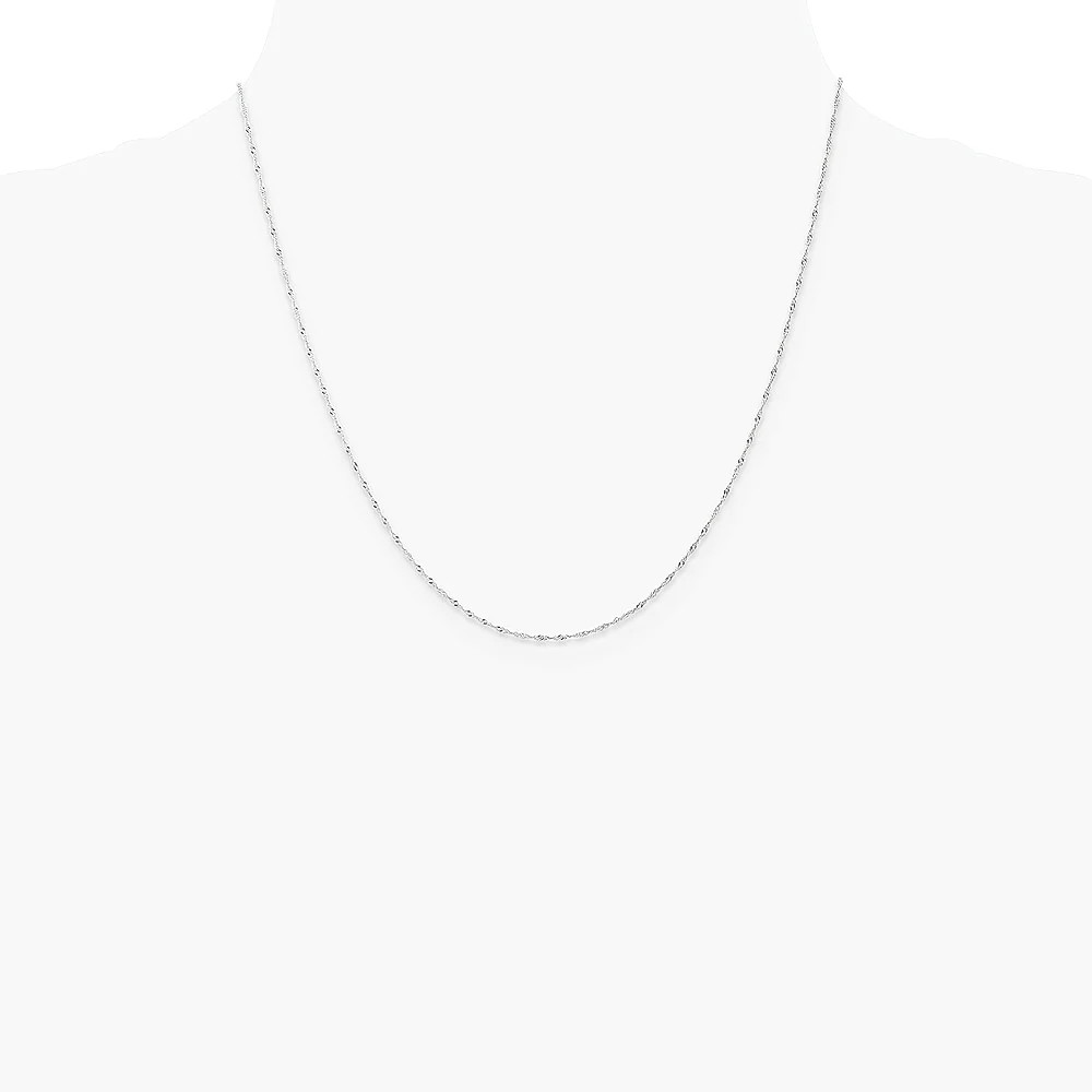 14K White Gold 1mm Carded Singapore Chain Necklace 16″-24″