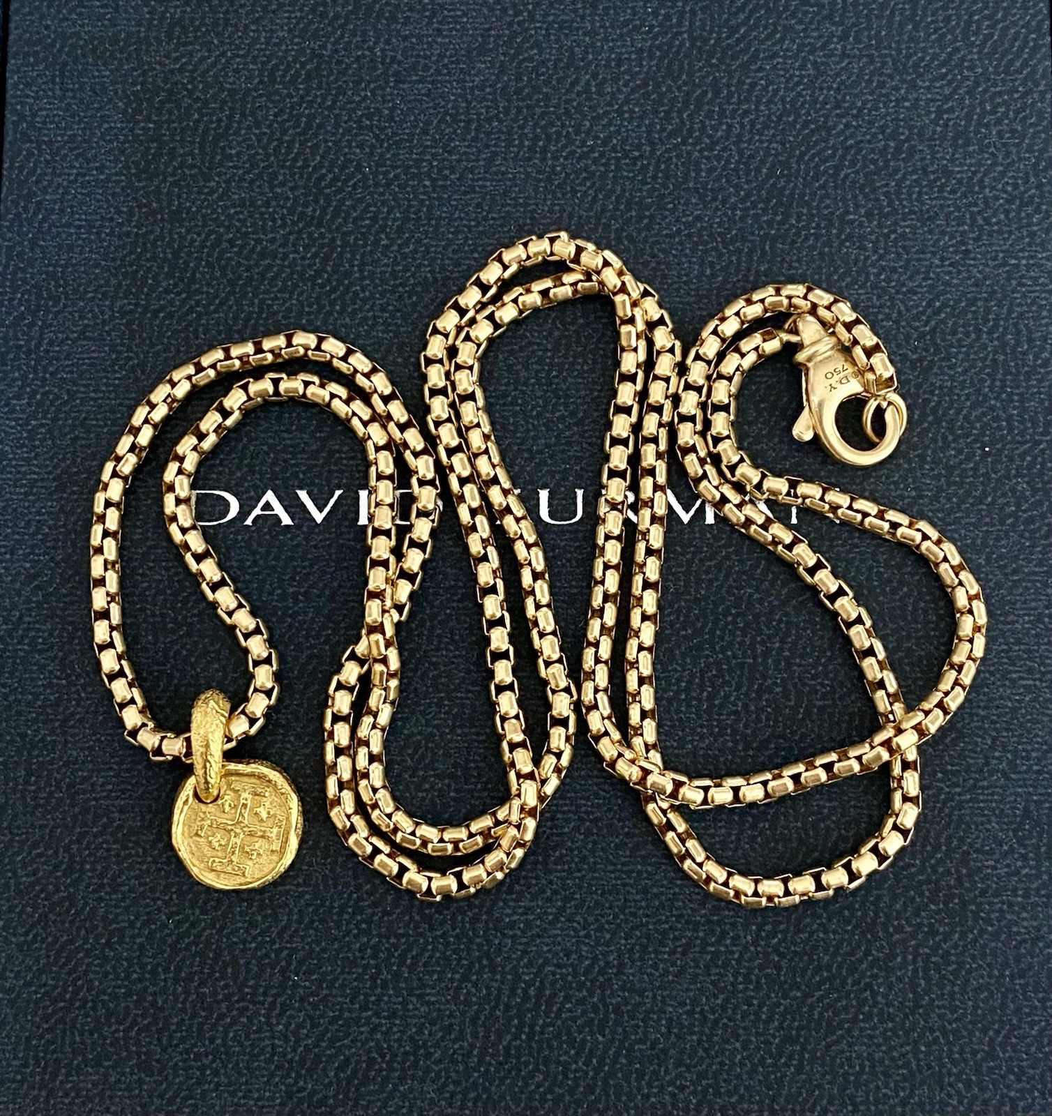 David Yurman 22K/18K Gold Shipwreck Pendant Necklace 2.7mm 24” Excellent $7000
