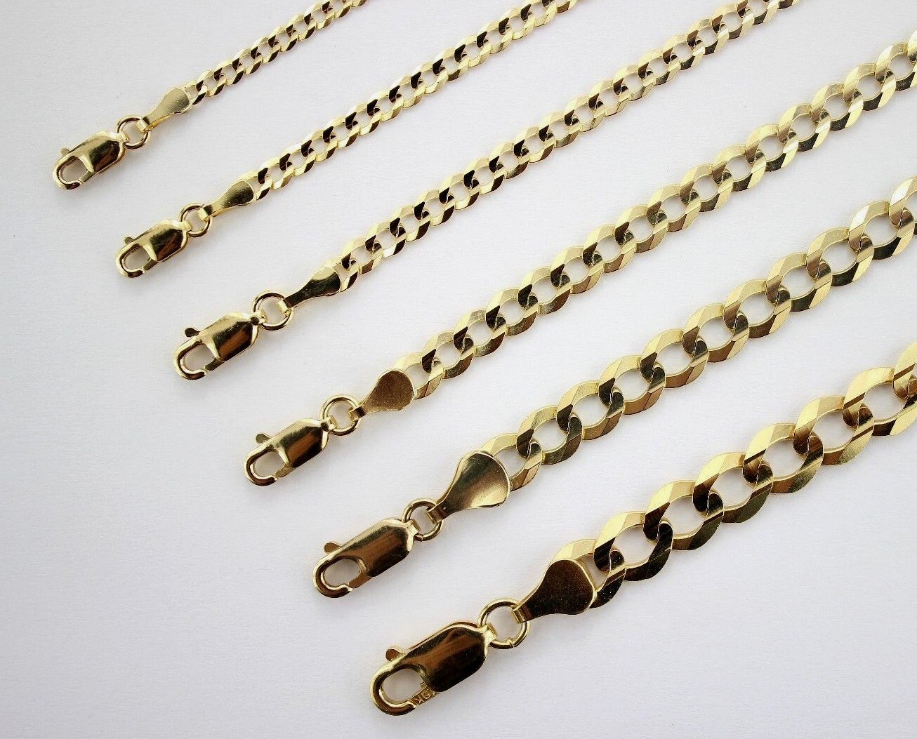 10K Authentic Solid Yellow Gold Cuban Chain Necklace 2mm-10mm Size 16″~30″