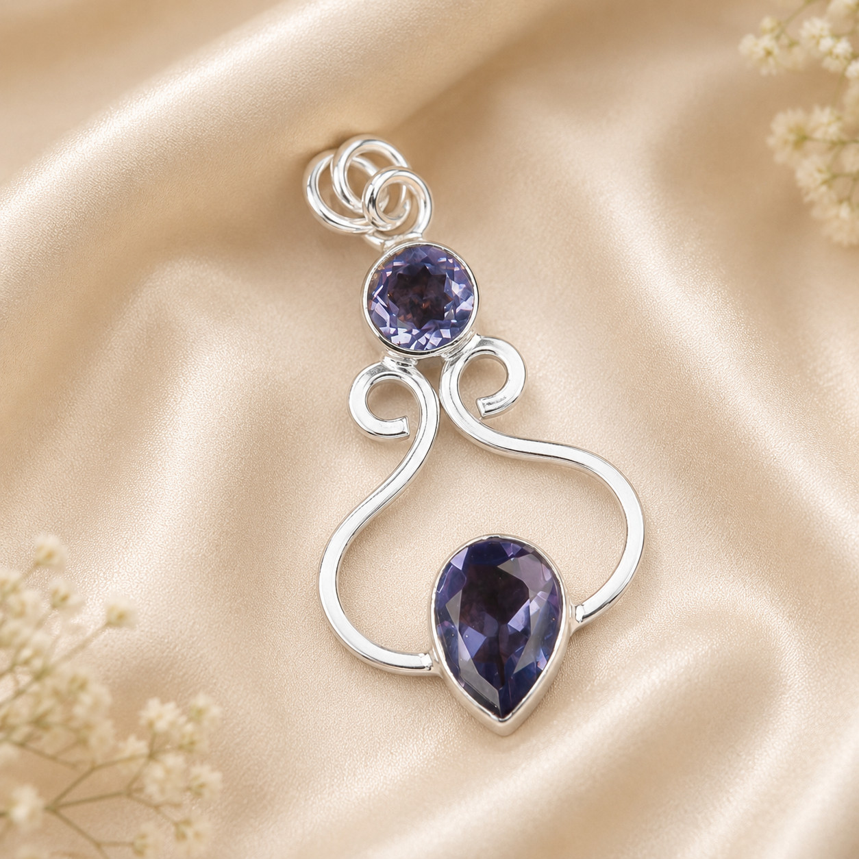 Iolite Gemstone 925 Sterling Silver Pear Cut Pendent 1.60″ Gift For Anniversary