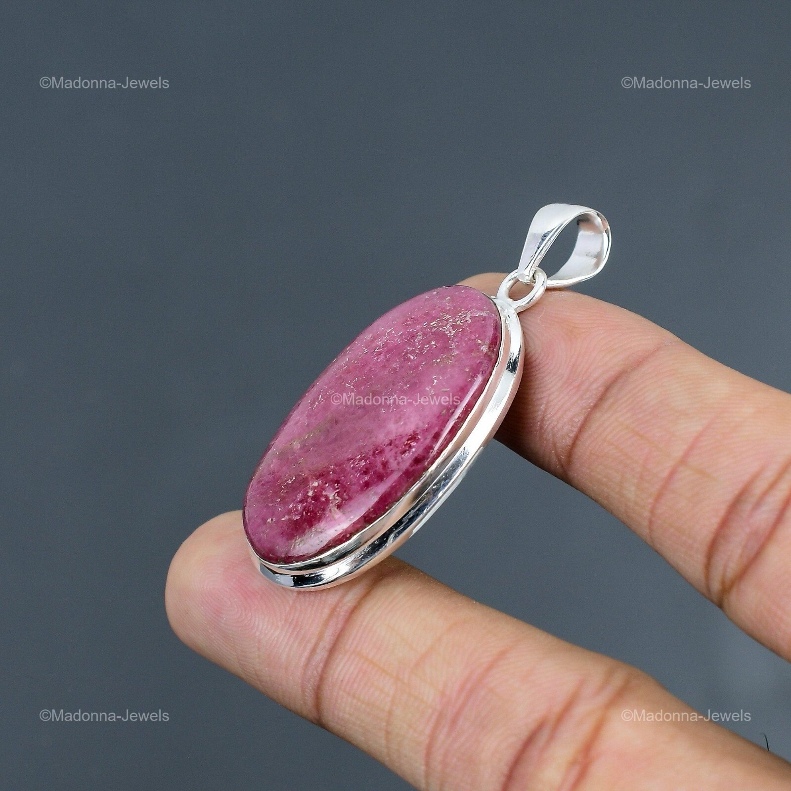 Rhodonite Gemstone Wedding Bezel Anniversary Pendant Jewelry 925 Sterling Silver