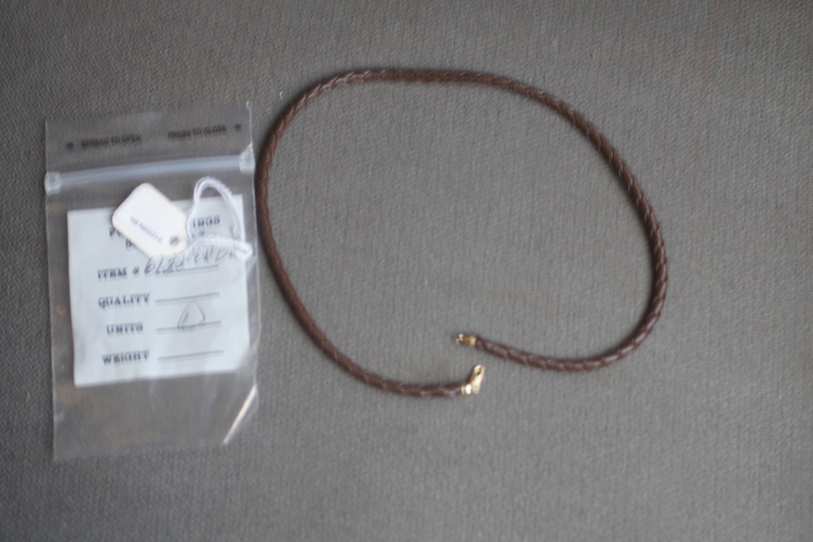 14KT Yellow Gold 5mm Brown Braided Leather Cord Necklace 17 1/2″ NEW