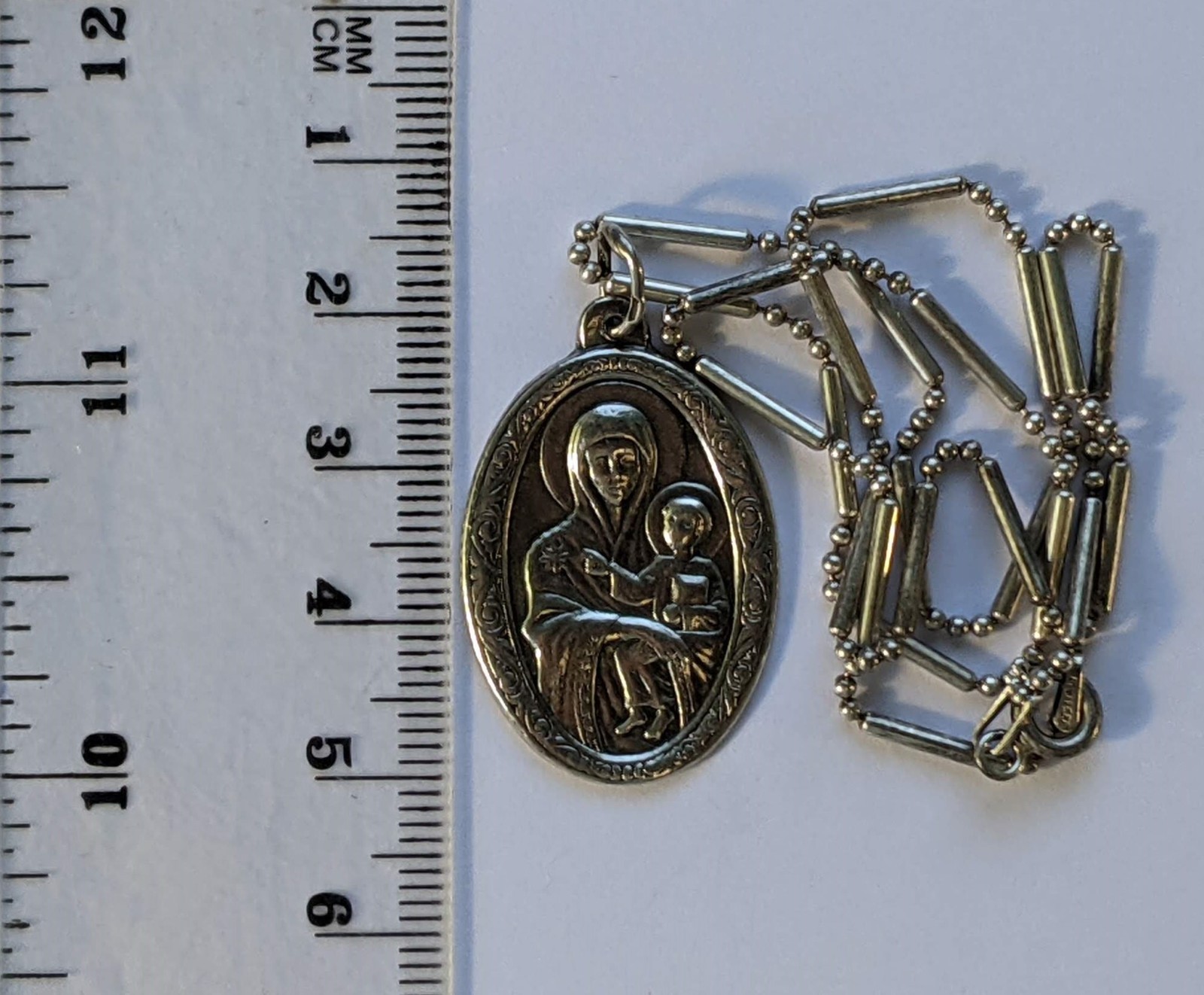 Orthodox icon amulet “Mother of God”, chain 40 cm. 925 silver. Weight 7.15 g.