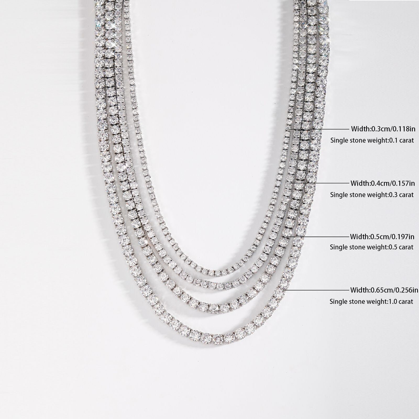 GRA Certified 3 4 5mm VVS1 Iced Moissanite Tennis Chain Necklace Real 925 Silver