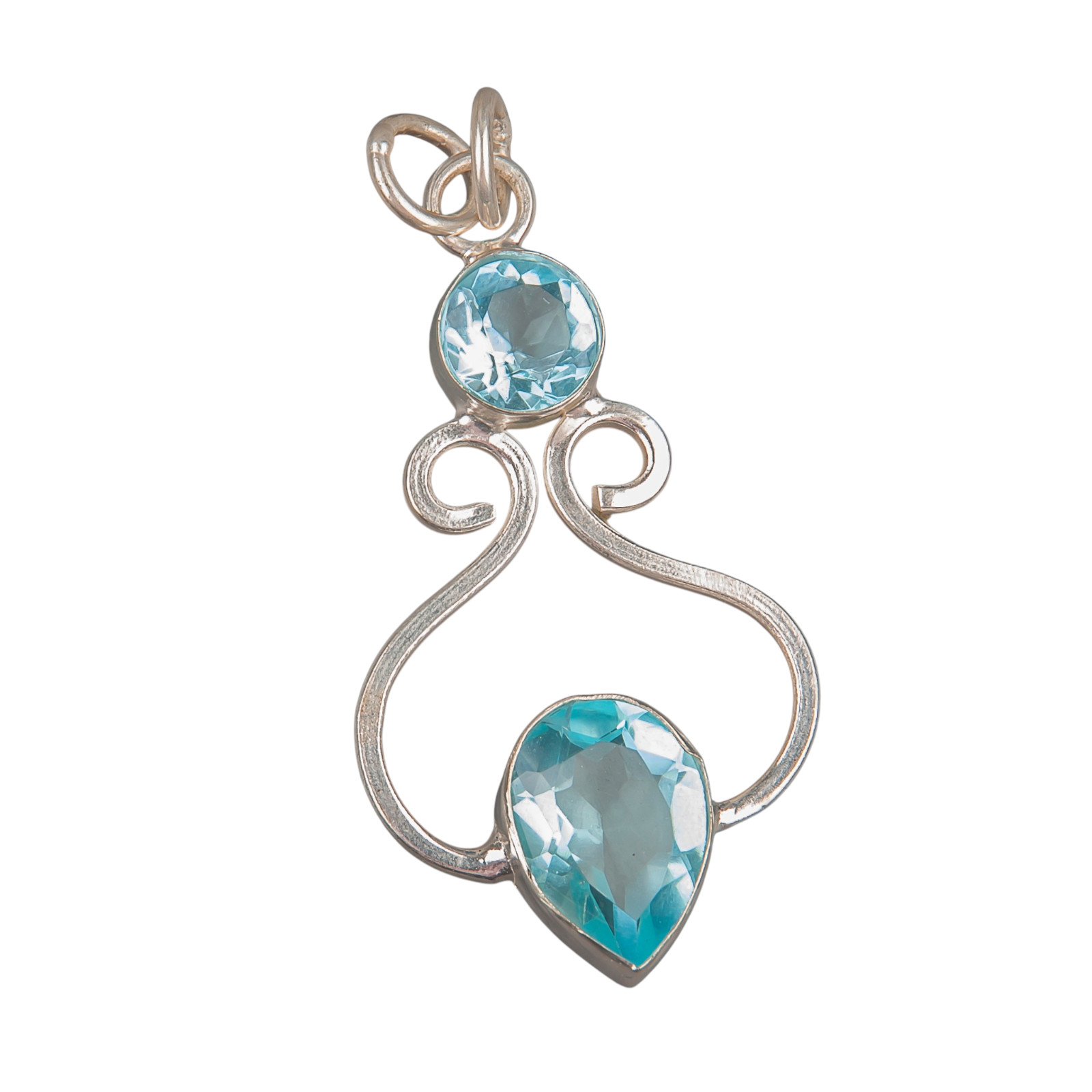 Sky Blue Topaz Gemstone 925 Sterling Silver Necklace Pendent 1.60″ Gift For Wife