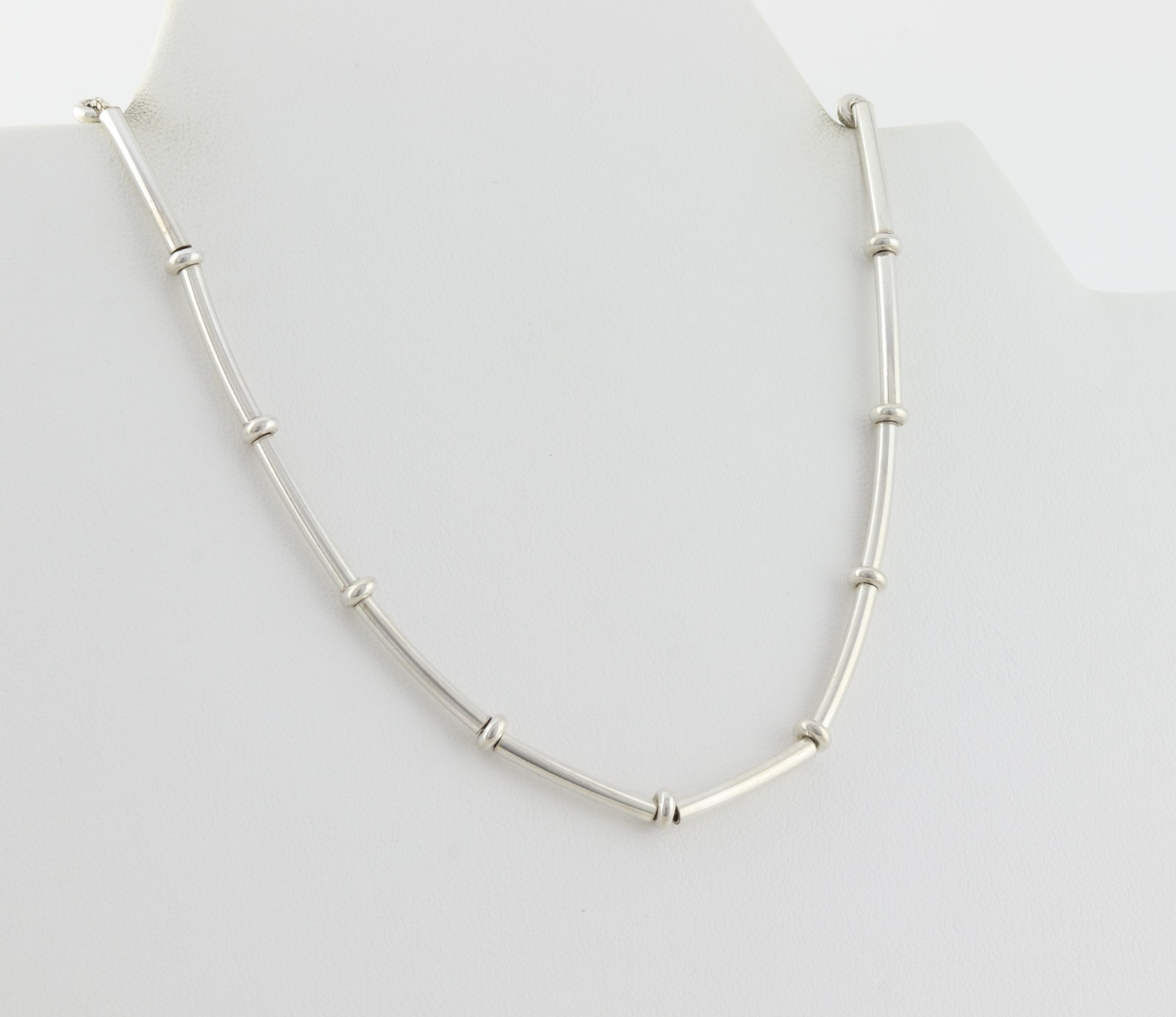 Sterling Silver Beaded Station Necklace 17 1/2″ inch 3mm thick