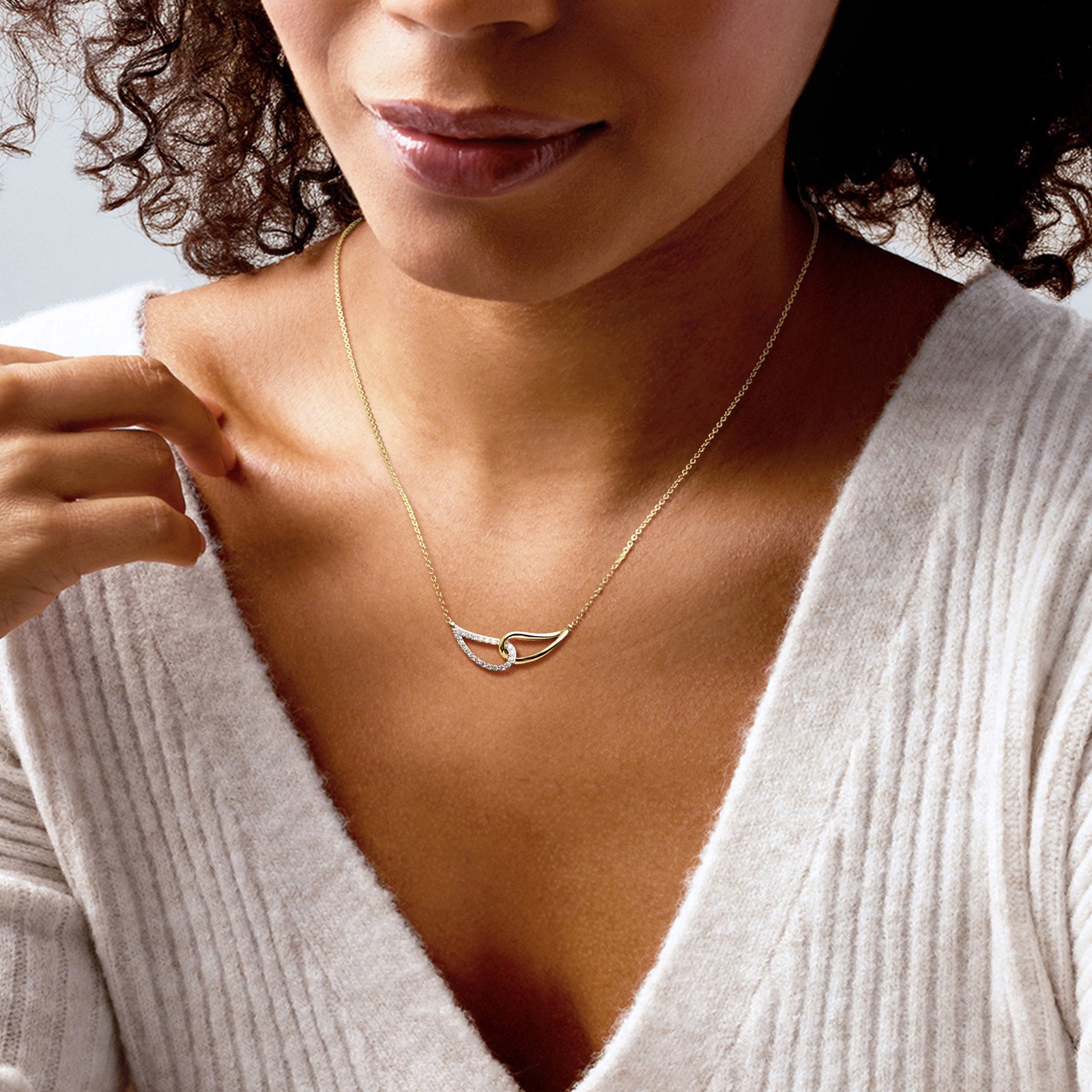 Ross-Simons Diamond Interlocking Loop Ncklc in 18k Gold Plate 18 inches