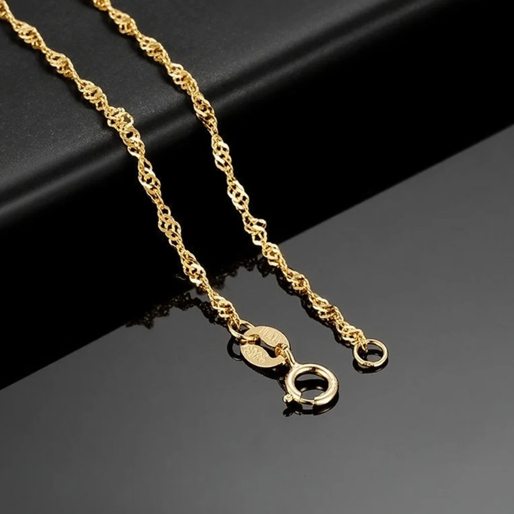 Solid 14k Gold Singapore rope chain Necklace Made in Italy All lengths
