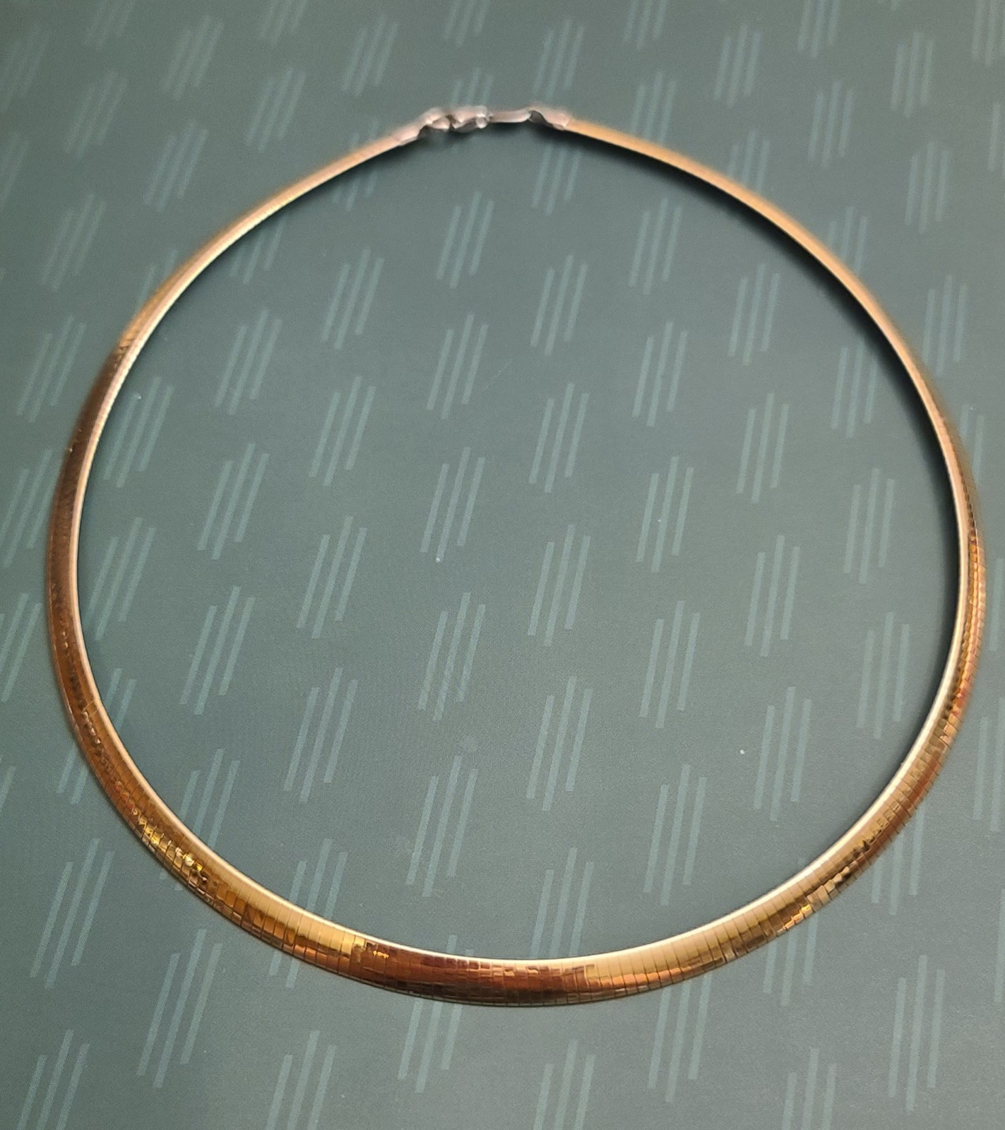 17″ Reversible 6mm Omega Necklace In 14K/SS 925 Weighing Over 18 Grams