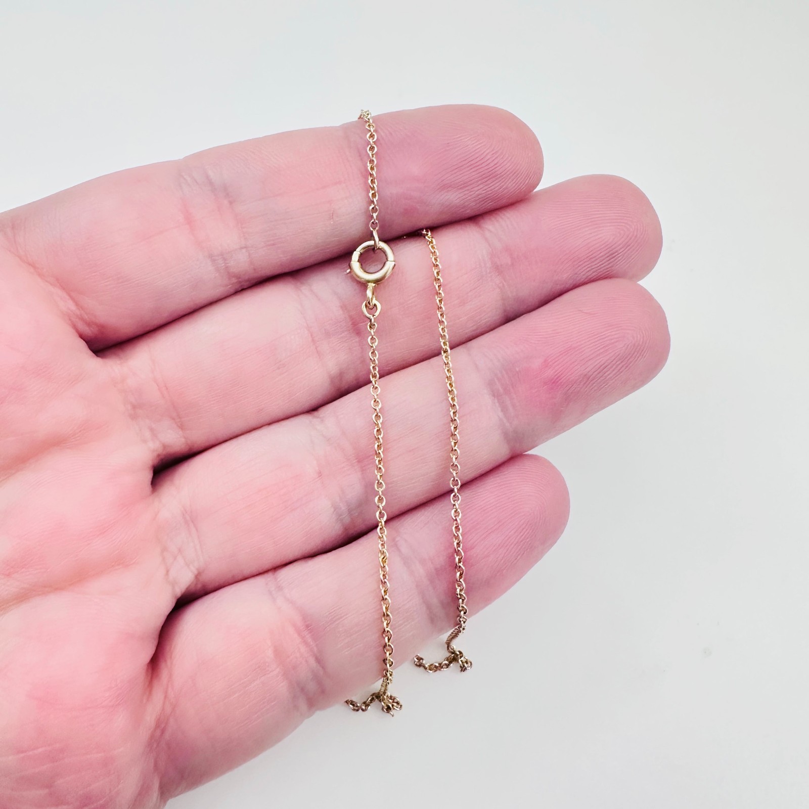 Vintage Solid 10K Yellow Gold Rolo Link Chain Necklace, 1.2mm, 15 1/2″, 1.7g