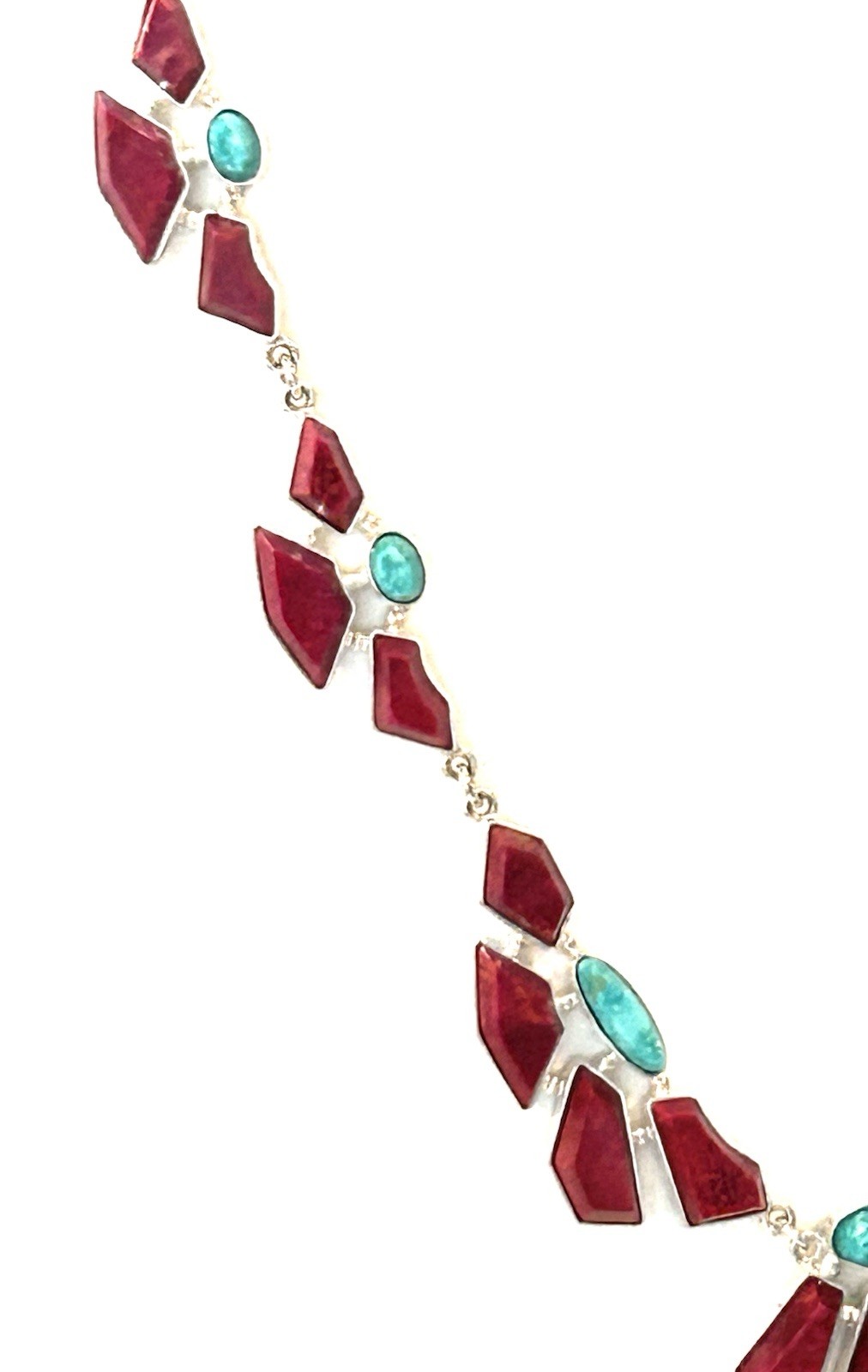 Jay King 30th Anniversary Sterling, Red Coral and Turquoise Statement Necklace