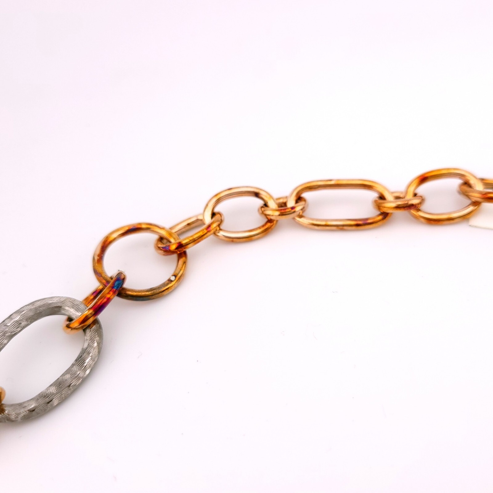 Daniel W. Danwak Sterling Silver Rose Gold Tone Large Chain Link 32″ In Necklace