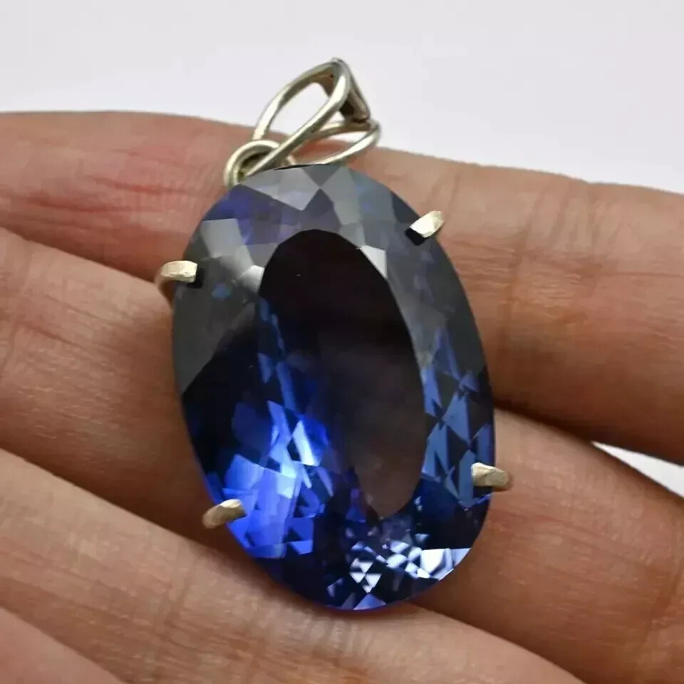 Natural Ceylon Blue Sapphire 40 Ct Oval Cut AGL Certified Rare Gemstone Pendant
