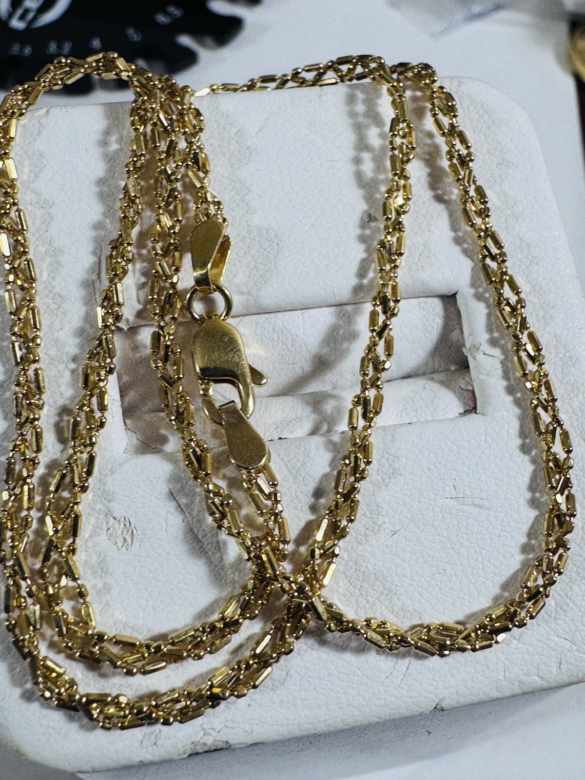 SOLID 18K 750 Gold Beads Chain Necklace 16”/16.5” Long 5.2g 2.5mm Choker WOMENS