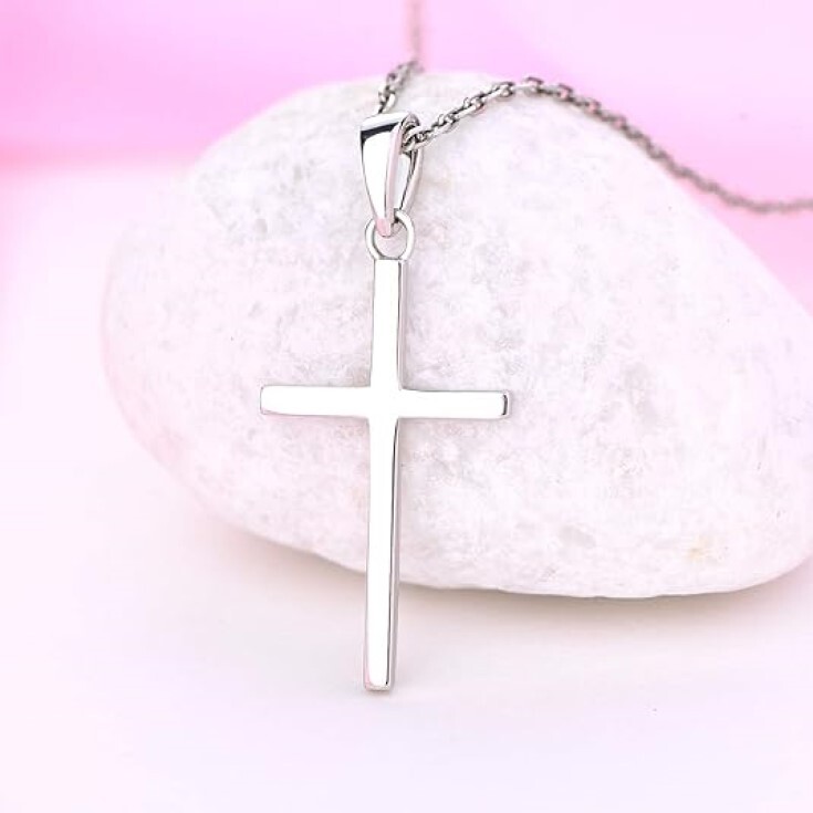 925 Sterling Silver Cross Pendant Necklace Box Chain Necklace 16″-30″ Italy