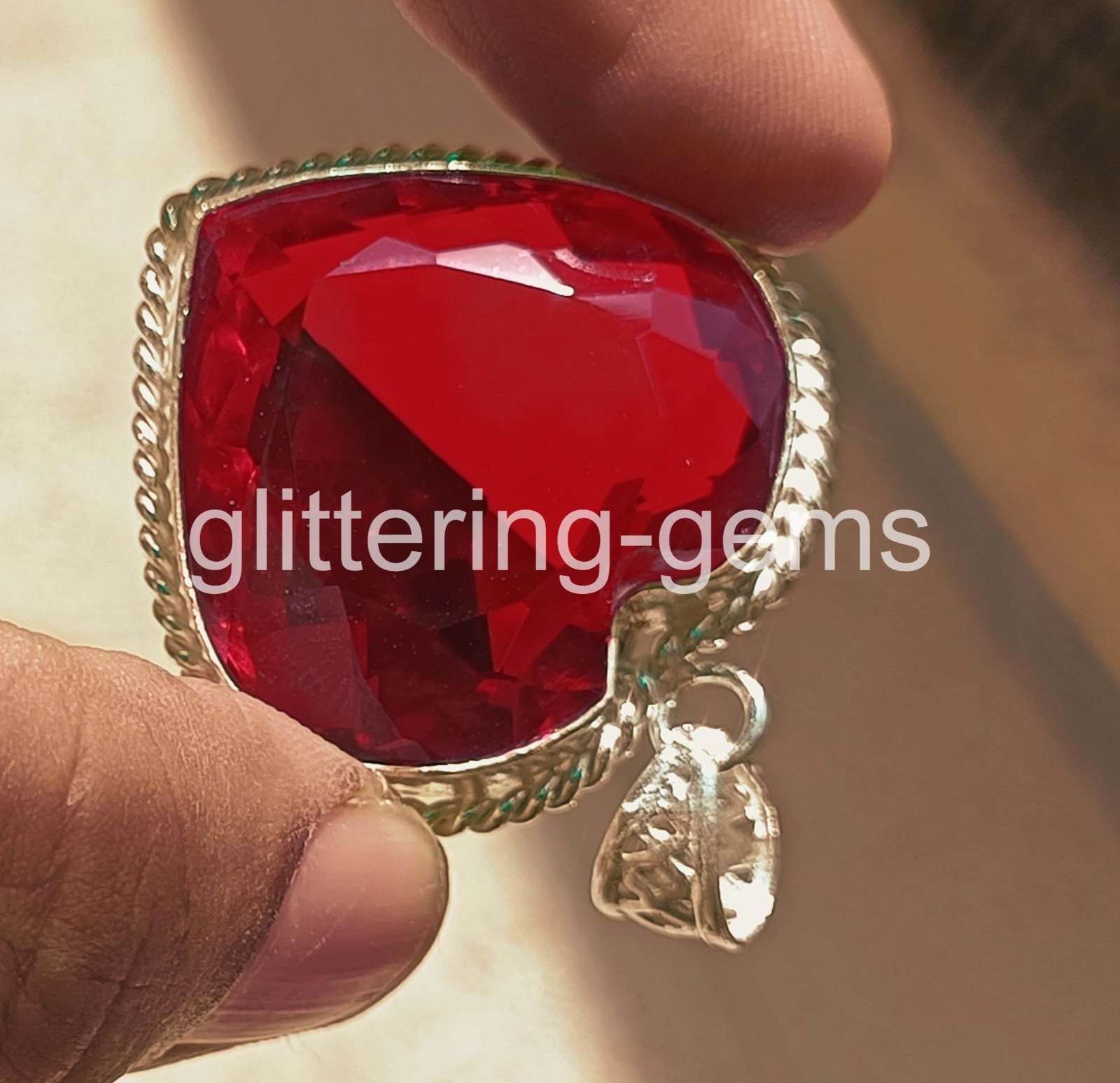 115.90 Ct Natural Red Ruby Pendant Heart Pendant 925 Silver IGL Loose Gems 6YHU