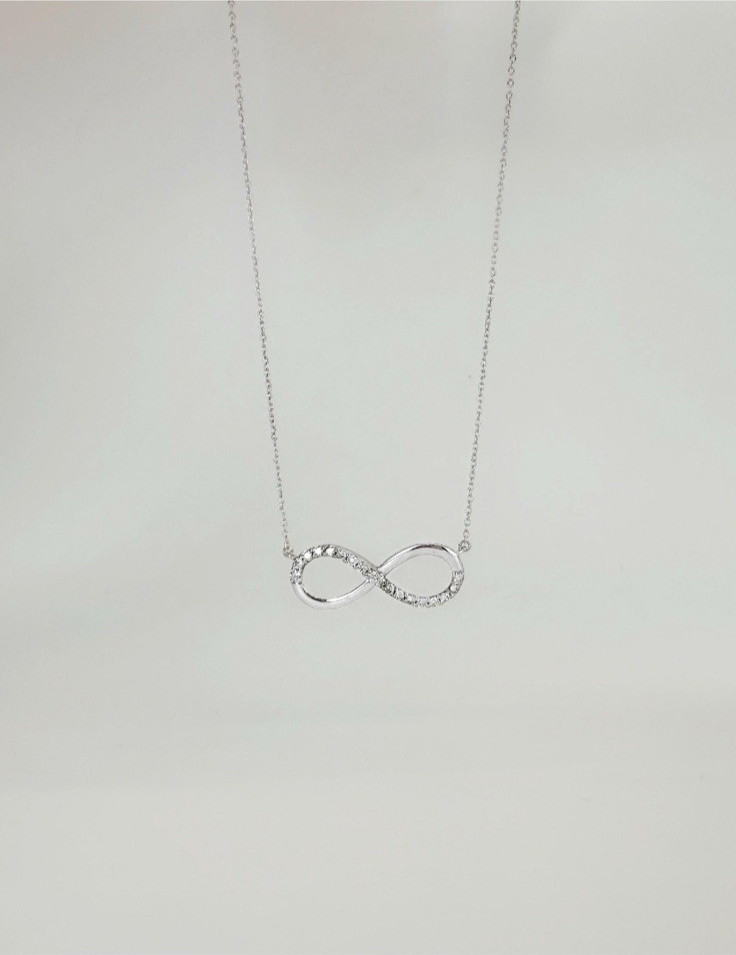 18K Solid Gold Infinity Diamond Necklace 0.20CT VS Dainty Fine Jewelry Gift