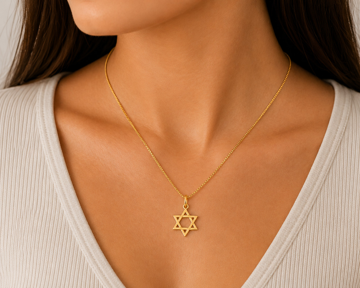 18ct Gold Plated 925 Sterling Silver Star of David Pendant 16/18 Chain