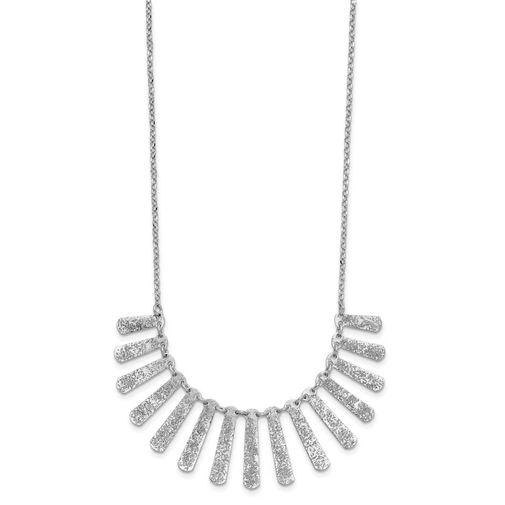 Sterling Silver Radiant Essence Pol/Textured Bars W/ 2in Ext. Necklace