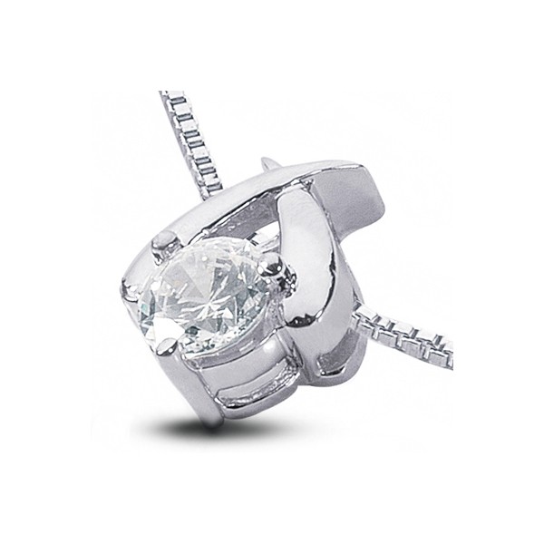 0.52ct E SI1 Round Natural Diamond White Gold Classic Solitaire Pendant