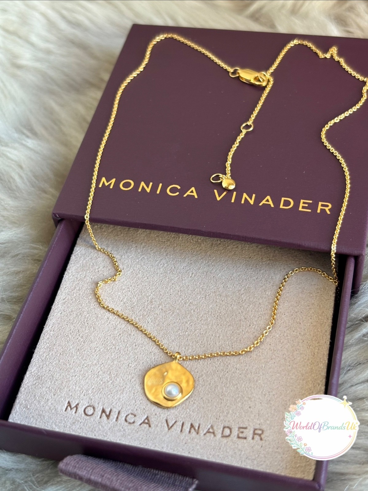 MONICA VINADER 💎 Capri Pearl Disc Necklace 18k Gold & Pearl RRP £139
