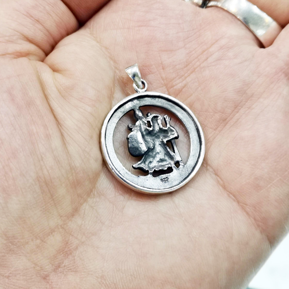 925 Sterling Silver SAINT ST CHRISTOPHER Protection Pendant ✔️Solid ✔️UK Seller