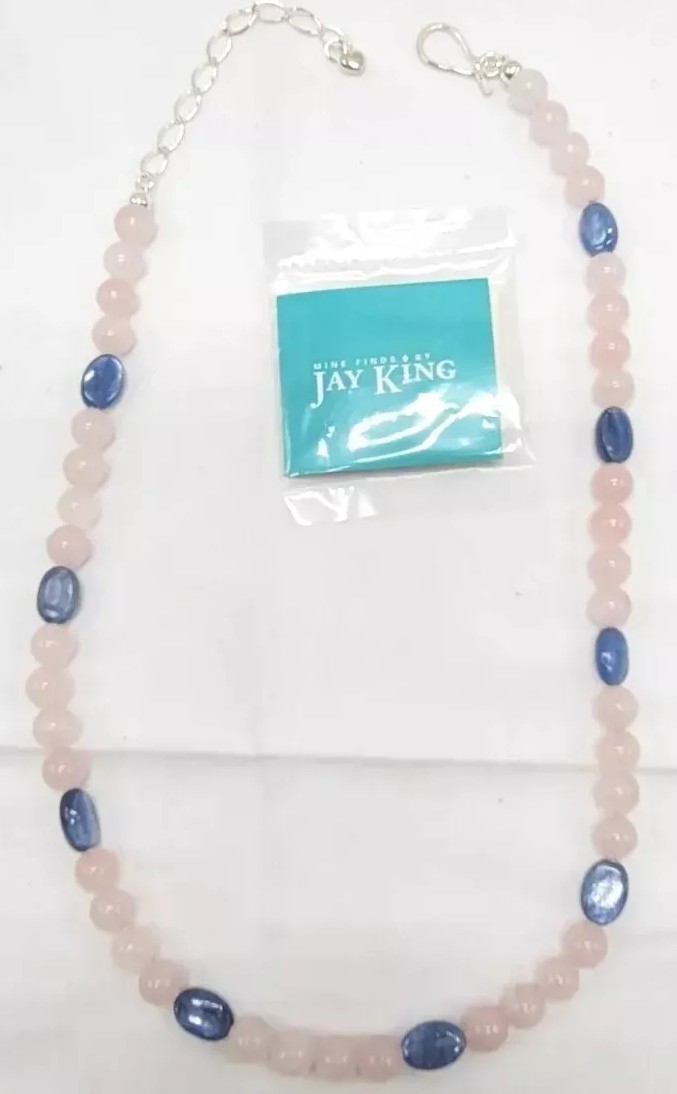 Jay King Pink & Blue Quartz Necklace 21″ Mine Finds Marked DTR 925 New In Box
