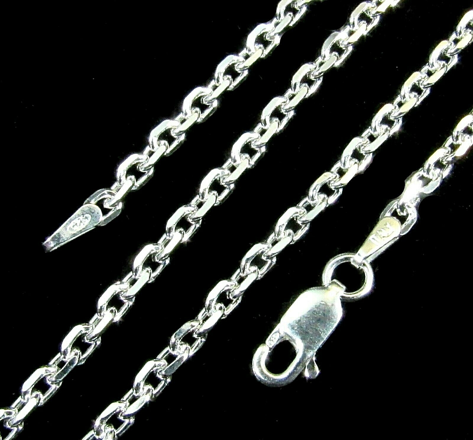 2.7MM Solid 925 Sterling Silver Italian Anchor Link Cable Chain, Made in Italy