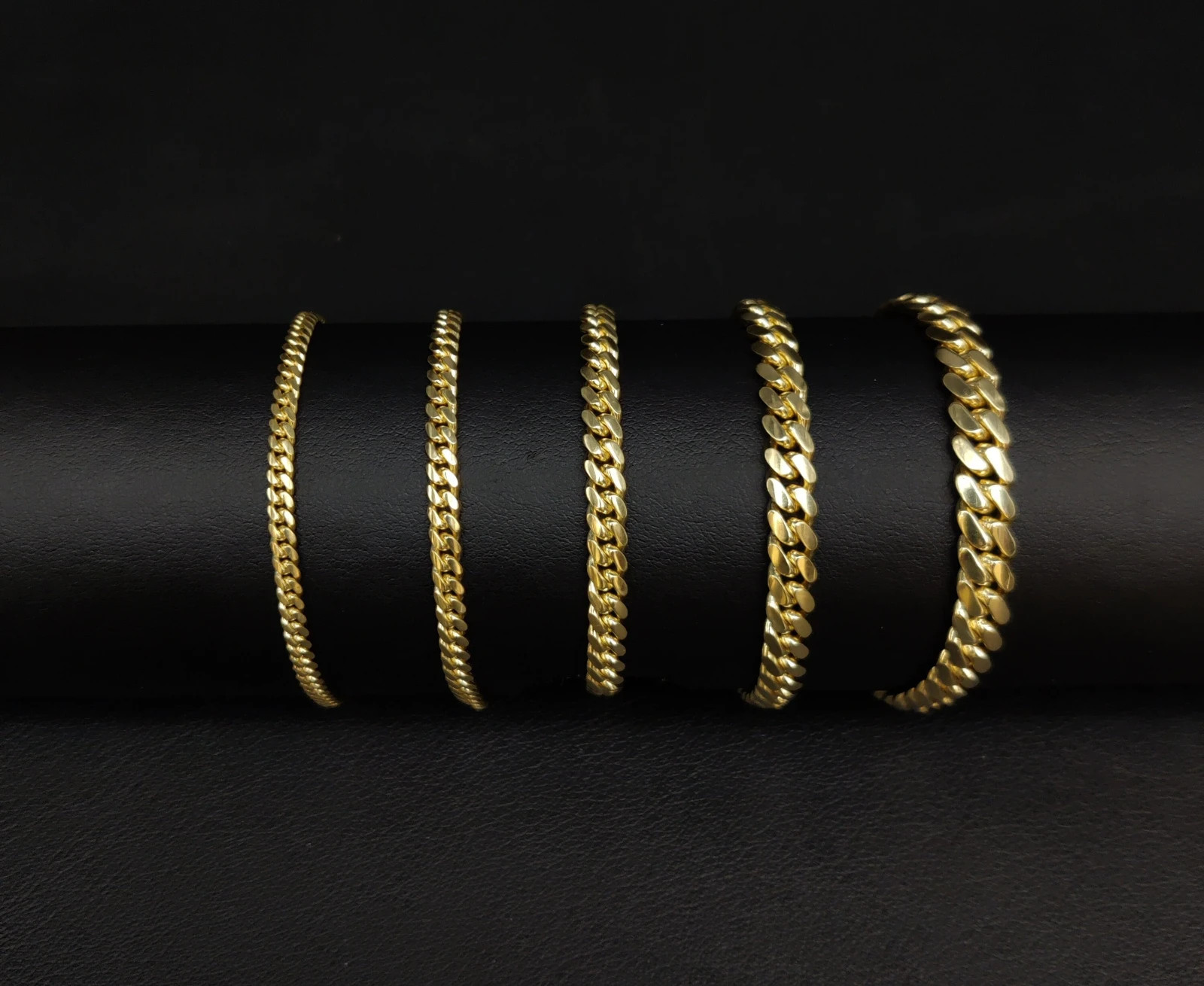 10k SOLID Yellow Gold 2mm – 7mm Miami Cuban Chain Bracelet Real