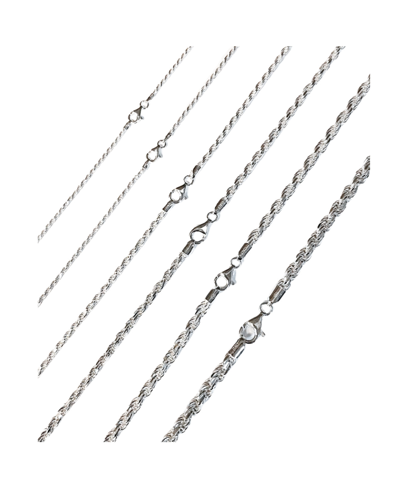 DIAMOND CUT ROPE 925 SOLID STERLING SILVER CHAIN BRACELET MEN WOMEN ITALY