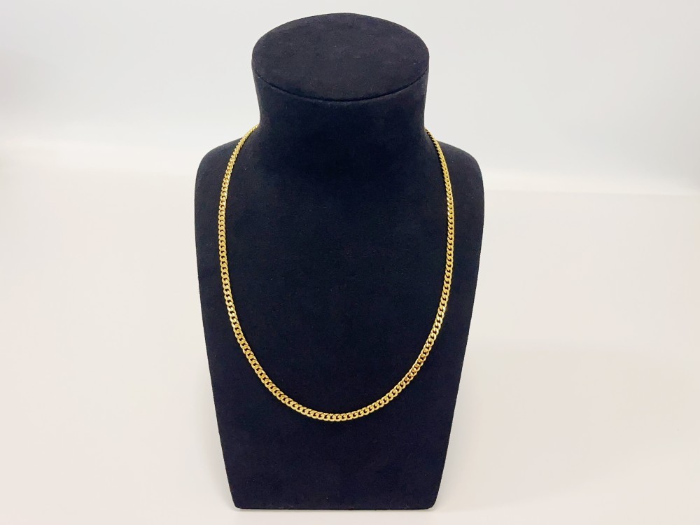 18K Yellow Gold 4mm Solid Curb Miami Cuban Chain Link Mens Womens Necklace 20″
