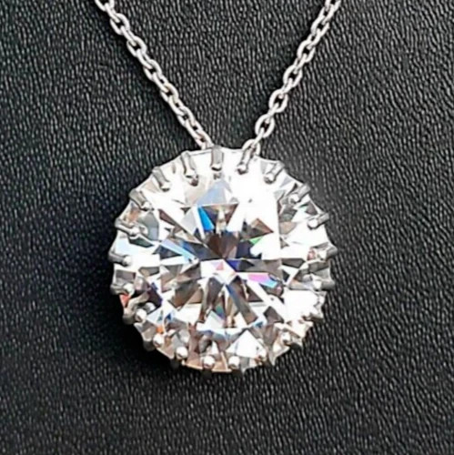 RARE 14.55 Ct Certified White Diamond Solitaire Pendant 925 Silver Great Luster