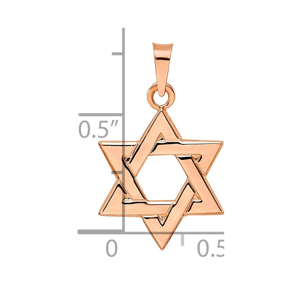 14k Rose Gold Polished Solid Star of David Pendant 0.99g L-21.5mm, W-15.65mm