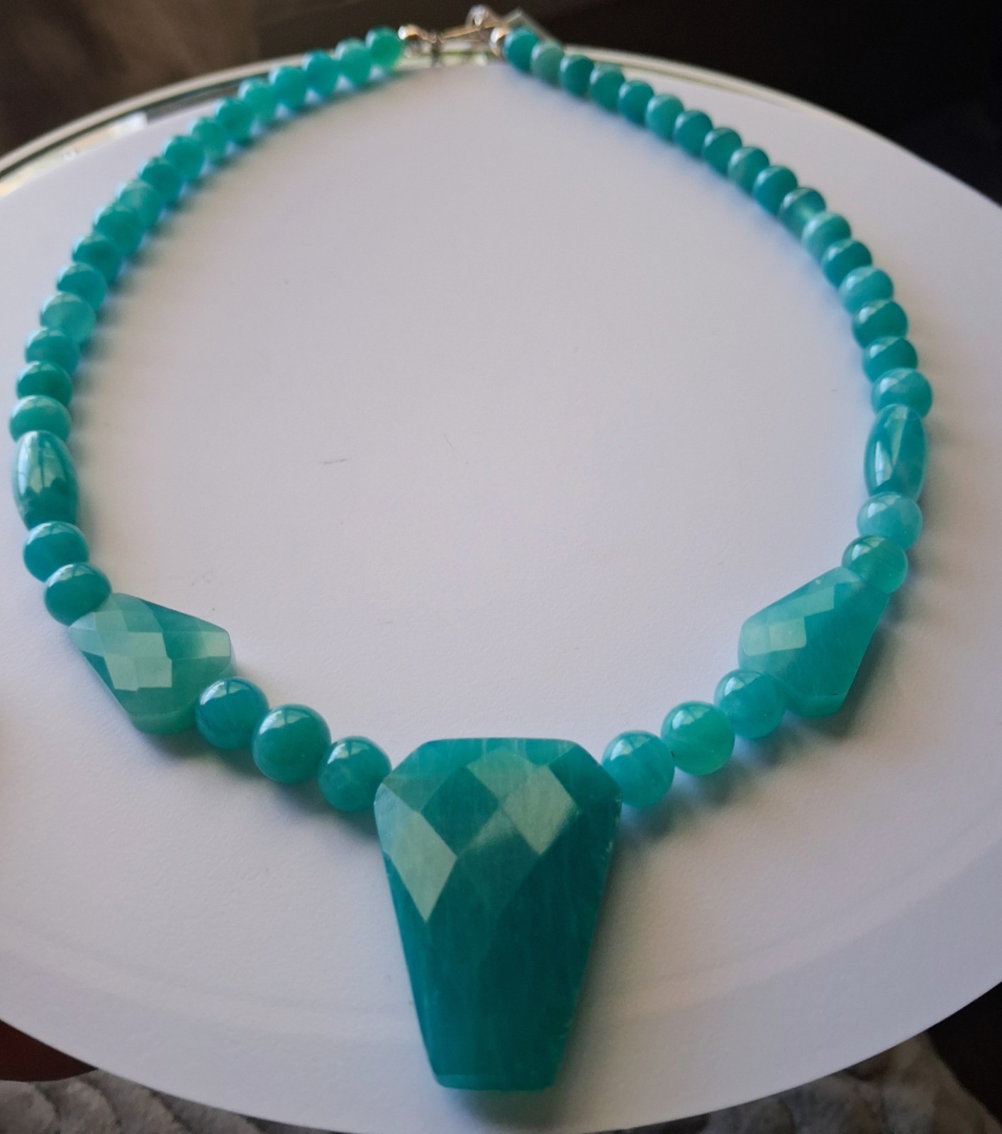 Jay King Amazonite Graduated Bead 9.25 Sterling Silver Necklace 18″L NWT