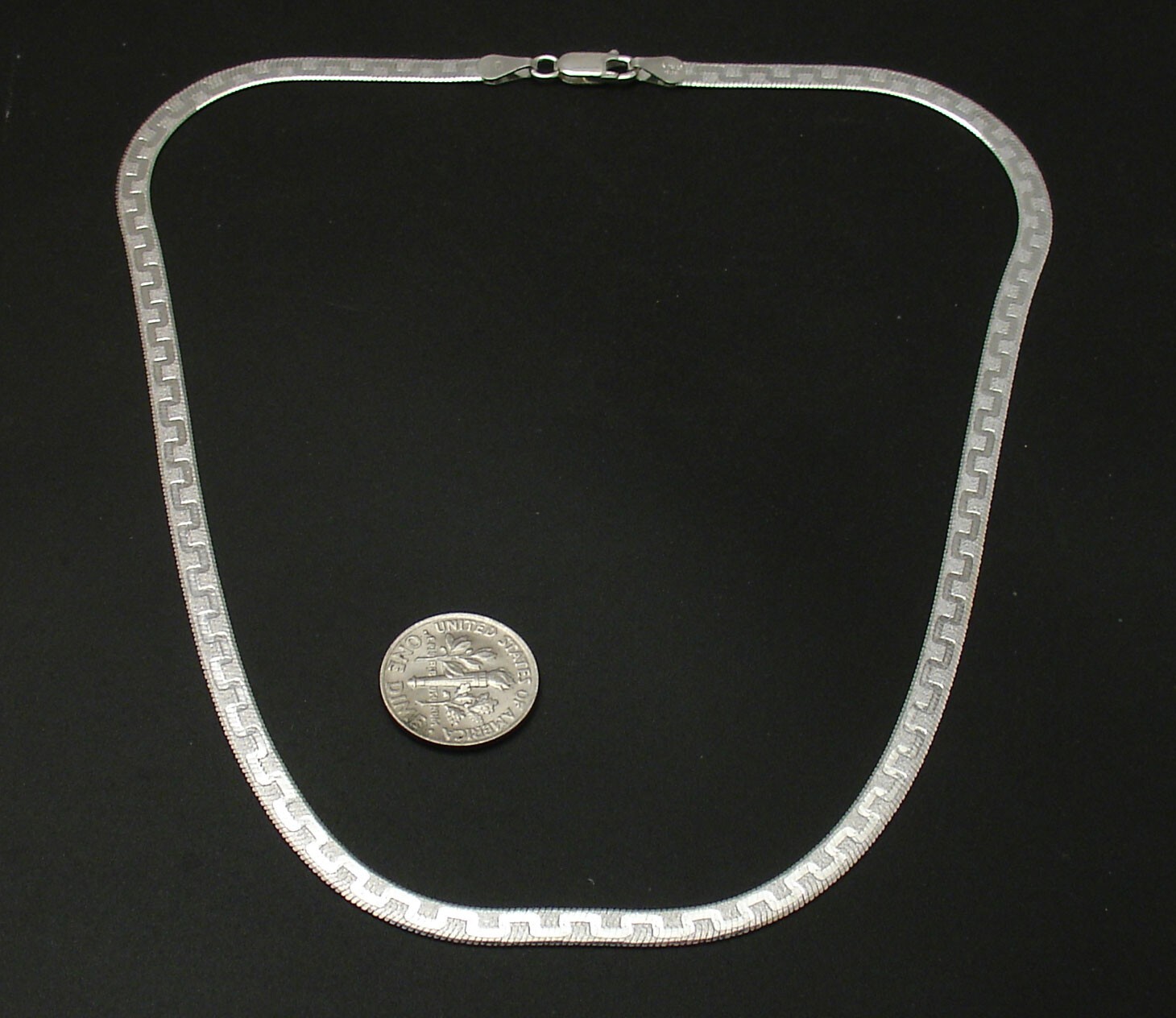 16″ Reversible Greek Key Herringbone Chain Necklace Solid 925 Sterling Silver