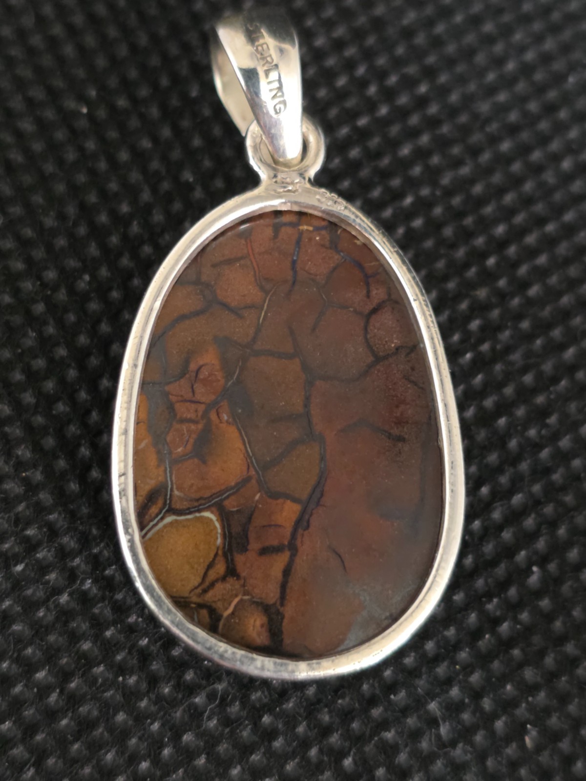 Natural Australian Boulder Opal Pendant 925 Sterling Silver 1.6″ Drop x 20 mm