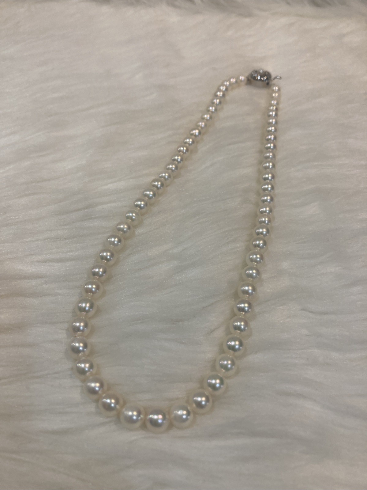 A02 Japanese Akoya Pearl Necklace 6.7-7mm 43cm Silver Clasp White Pearl