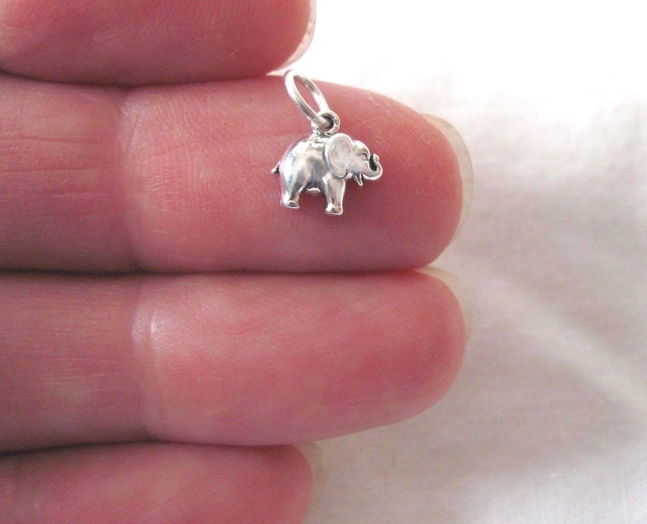 Very small Sterling Silver Elephant mini tiny charm.