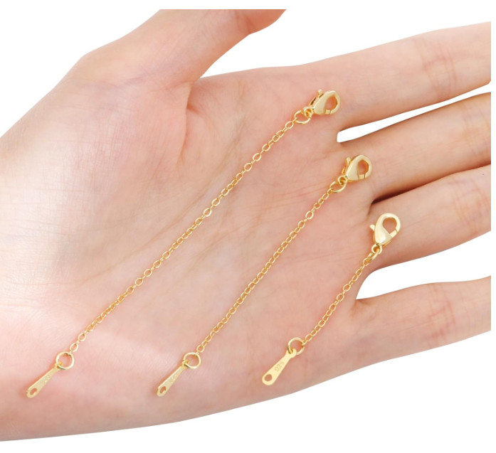 Gold Necklace Extenders 3pcs Chain Extension with Lobster Clasp