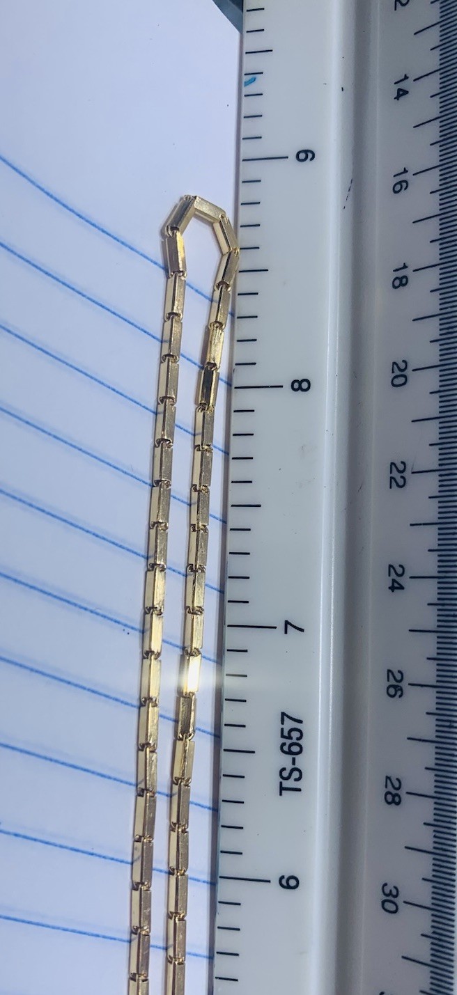 18K Solid Yellow Gold Bar Link Chain Necklace 7.30Grams 17.5Inches(1.9mm)