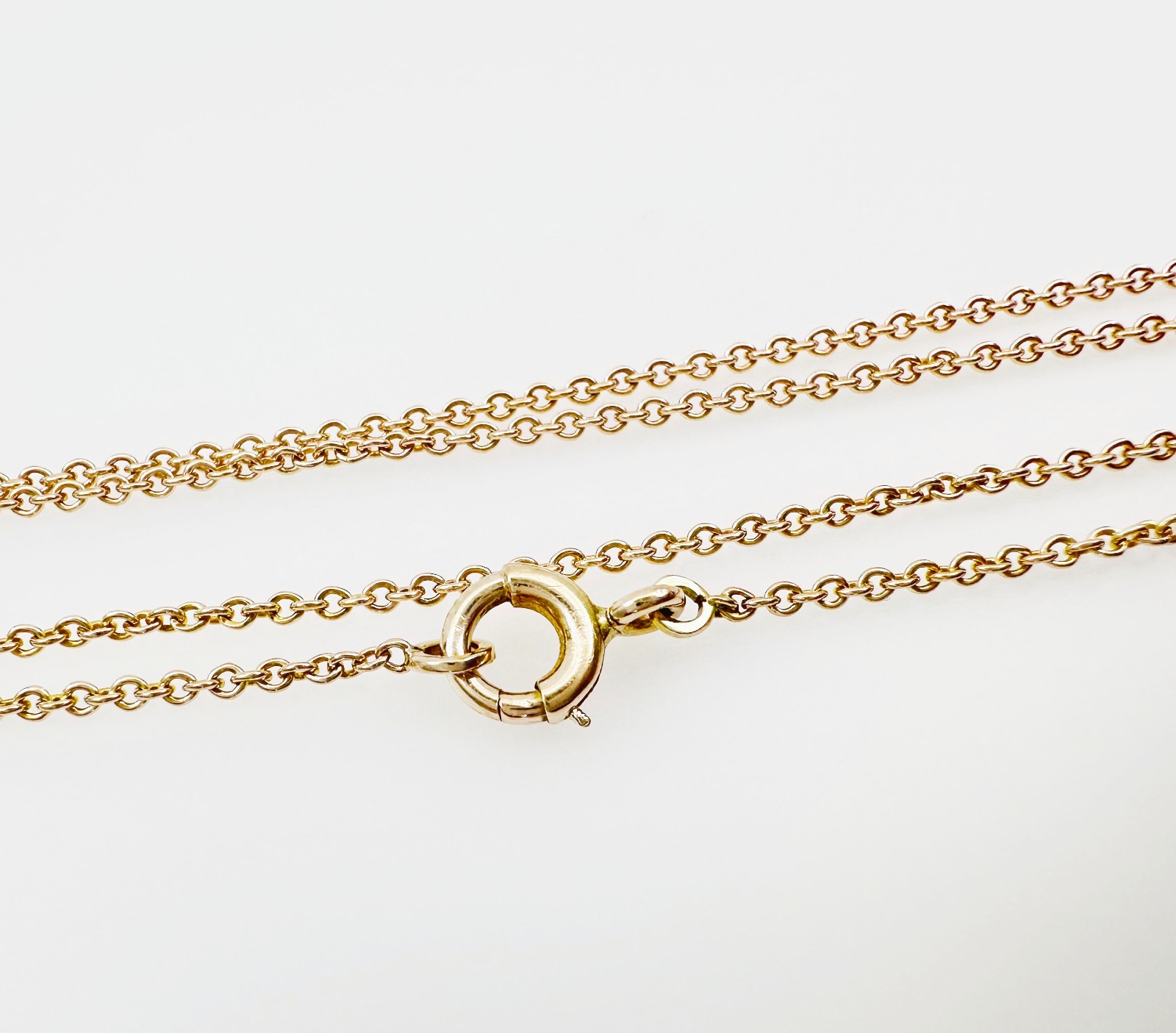Vintage Solid 10K Yellow Gold Rolo Link Chain Necklace, 1.2mm, 15 1/2″, 1.7g