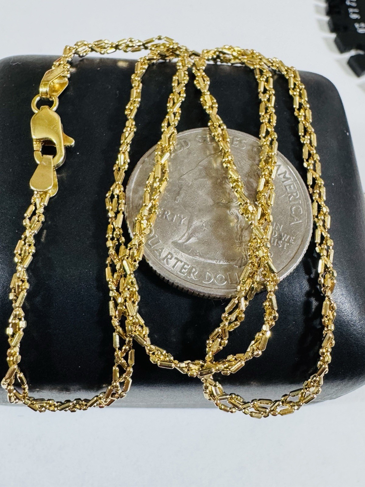 SOLID 18K 750 Gold Beads Chain Necklace 16”/16.5” Long 5.2g 2.5mm Choker WOMENS