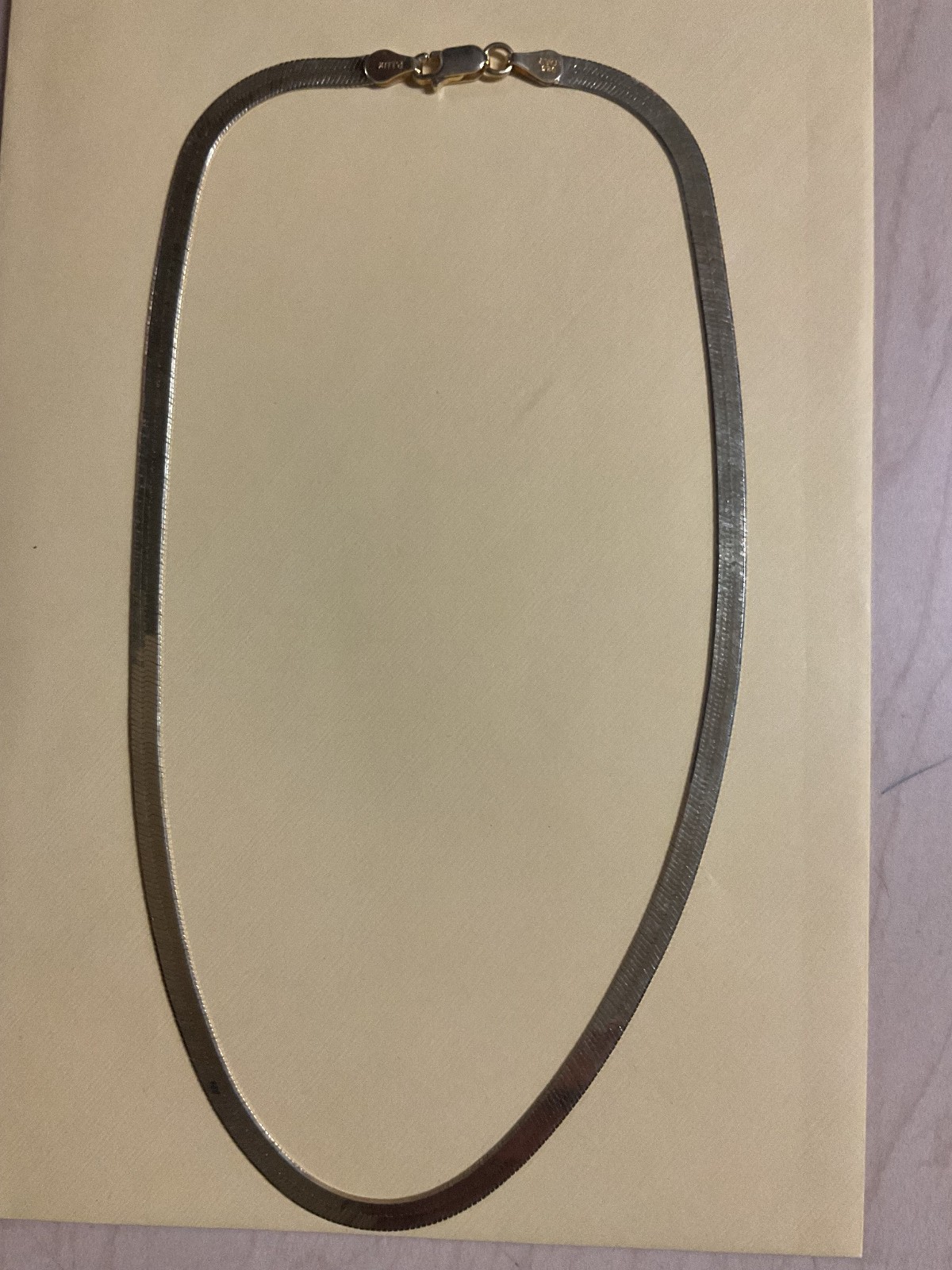 4.5mm Reversible Herringbone Chain Necklace 14K Gold Plated 925 Sterling Silver