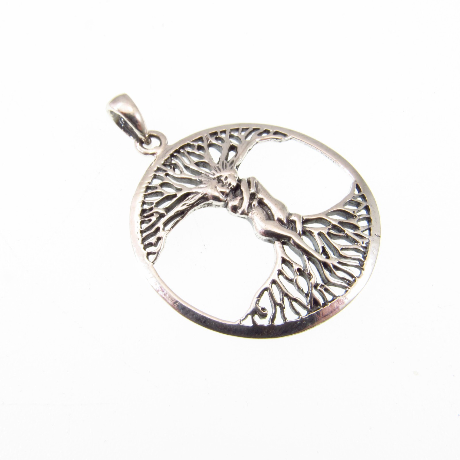 Solid 925 Sterling Silver Entwined Lovers/Couple Tree of Life Yggdrasil Pendant