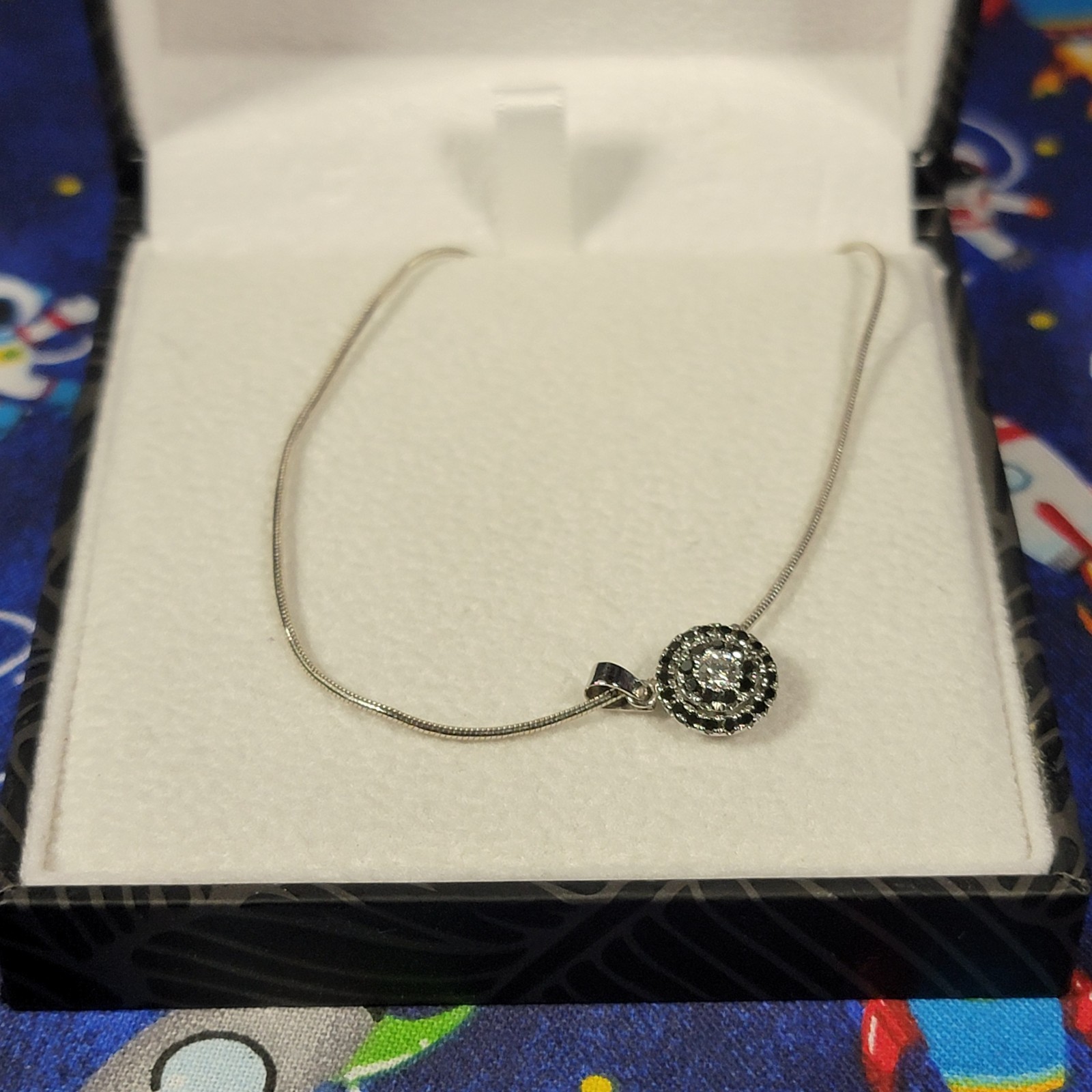 Safi Kilima 14K White Gold Tanzanite Black Diamond Pendant Necklace 6.21g