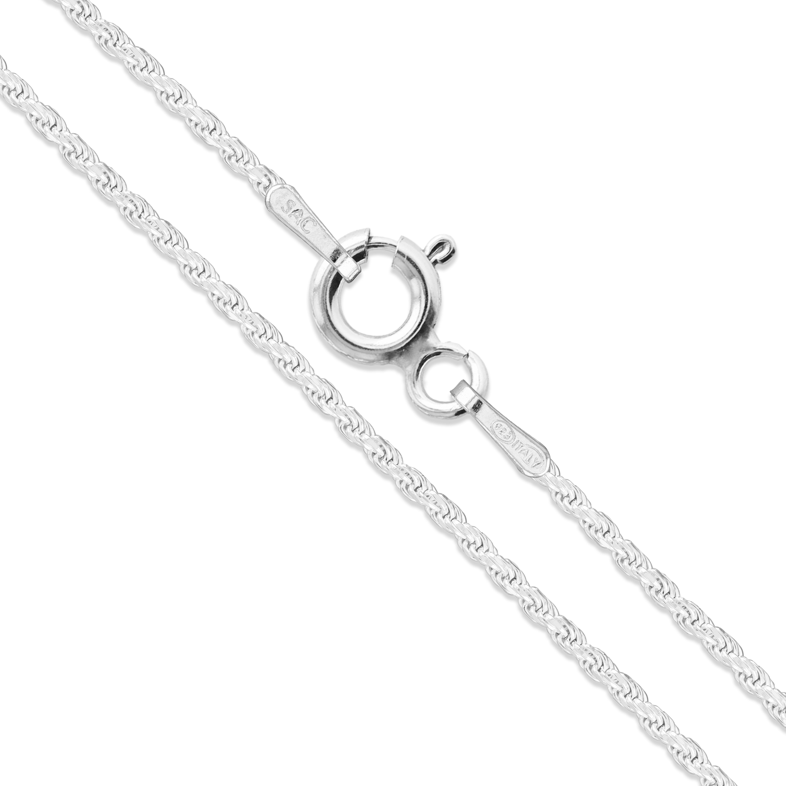Sterling Silver Diamond-Cut Rope Necklace 1.2mm Chain