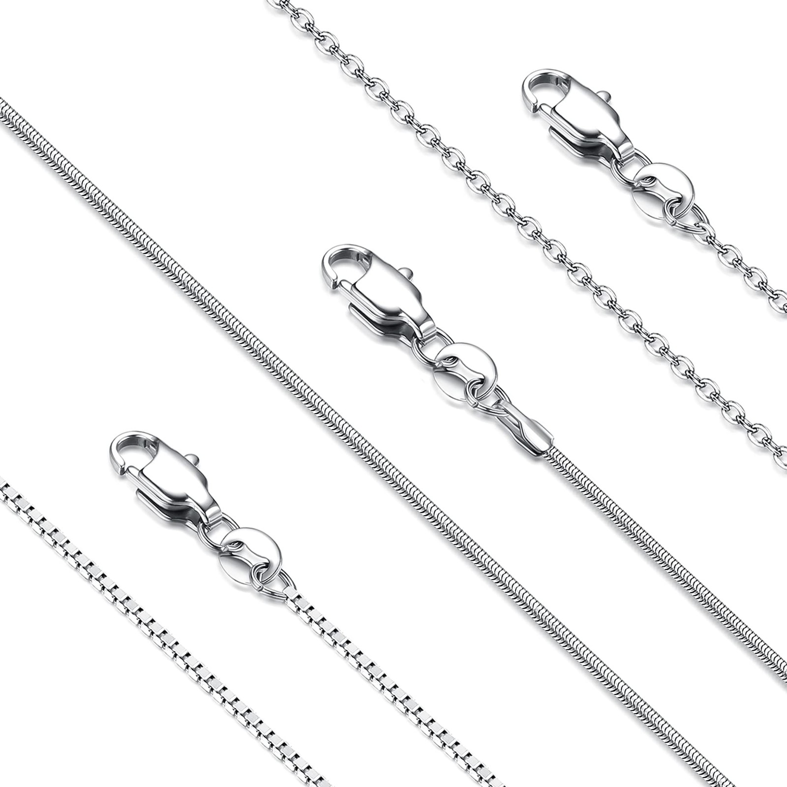 Silver Stainless Steel Necklace for Women Non Tarnish – 1mm Thin & Strong Sil…