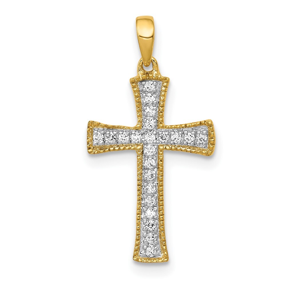 14K Yellow Gold 1/10ctw Diamond Cross Pendant PM5074-010-YA